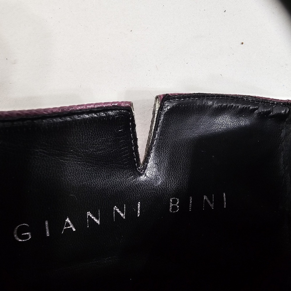 Gianni Bini Ankle Boots Womens Size 7 Purple Berry Faux Snakeskin Side Zip 2.5in - Picture 5 of 8